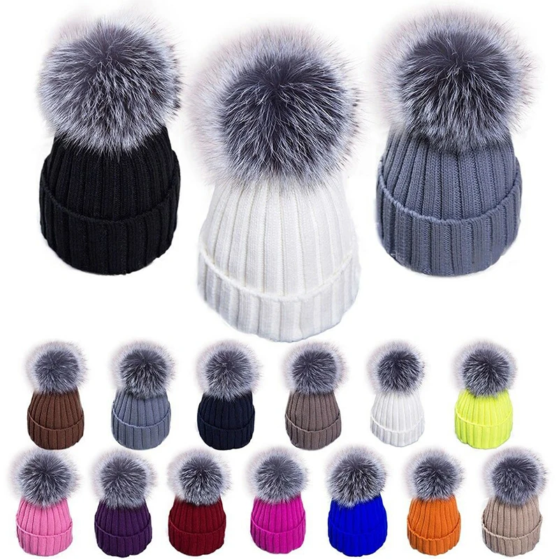 Зимняя Брендовая женская меховая шапка с помпонами, зимняя женская шапка, шапка для девочек, вязаные шапки, шапка, шапка, толстая женская шапка, шапки