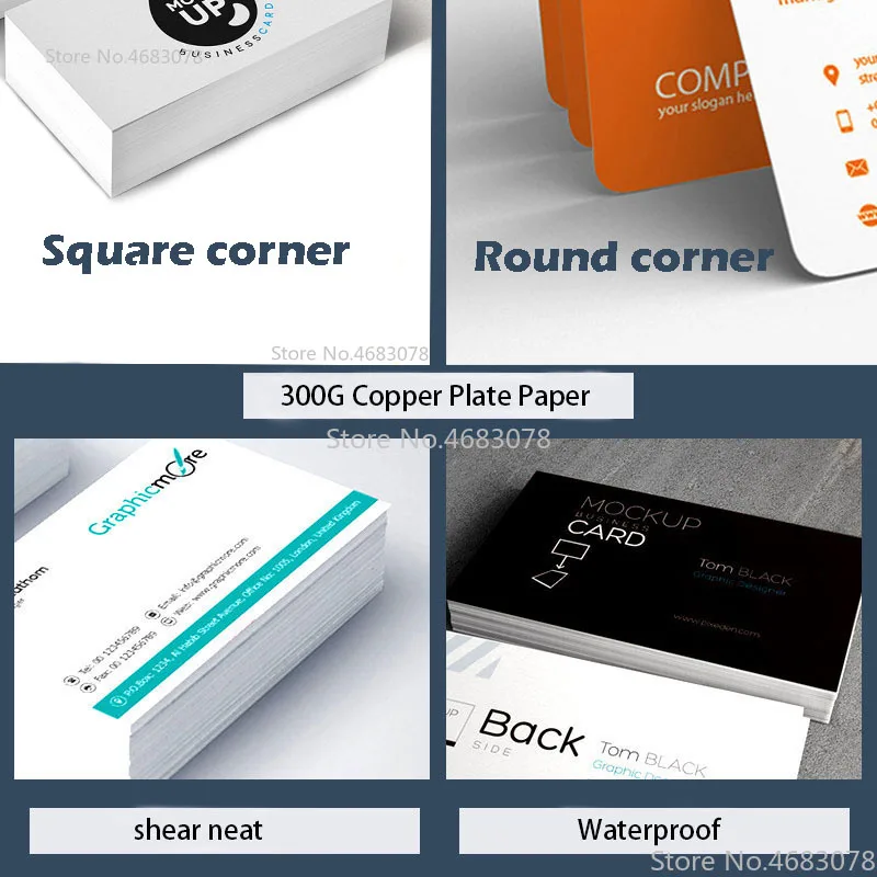 Business Cards Paper Business Card 300gsm 100pc/200pc/500pc/1000pc/lot 90x53mm With Logo Printing business cards
