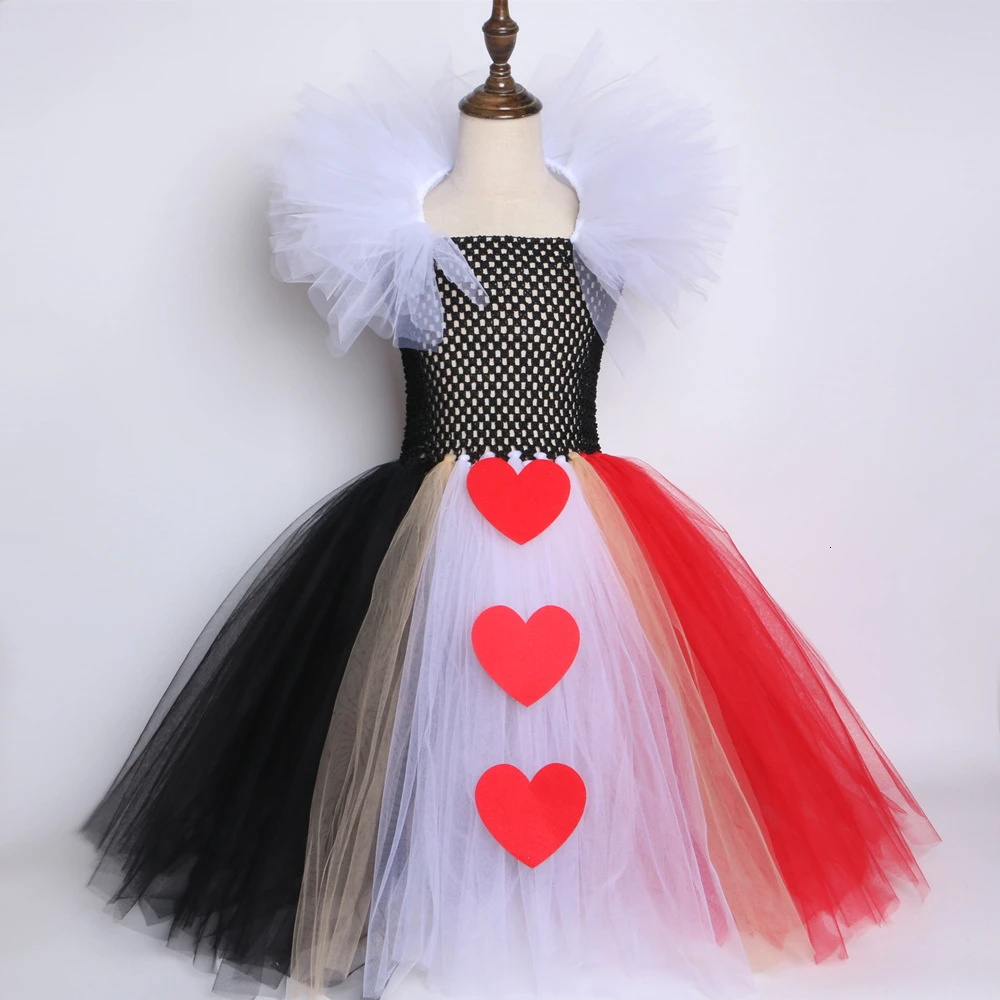 Карнавальный костюм принцессы; платье-пачка в стиле королевы сердец; кружевное платье для костюмированной вечеринки на Хэллоуин; Детские Свадебные платья; платье на крестины