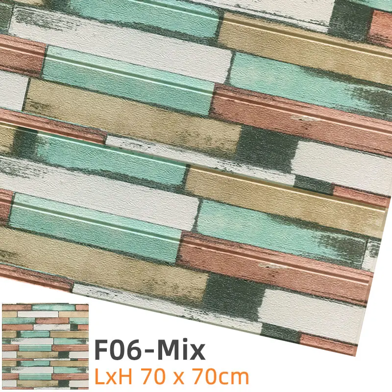 F06-Mix Kaguyahime 3D наклейки в виде кирпичной стены DIY Декор самоклеющиеся водоотталкивающие обои для детской комнаты спальни 3D стикер на стену кирпич - Цвет: F06-Mix