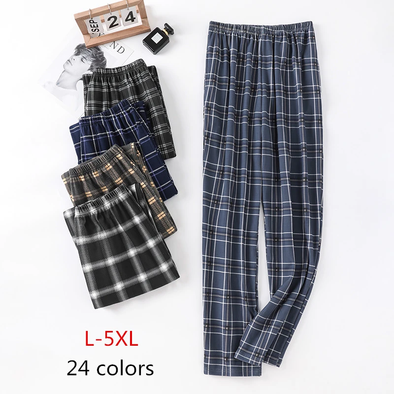 New Style Hot Sale Cotton Plaid Pajama Pants For Adluts Home Furnishing Cotton Trousers Cotton Pajama Men Sleep Bottom Home Wear plus size silk pajamas