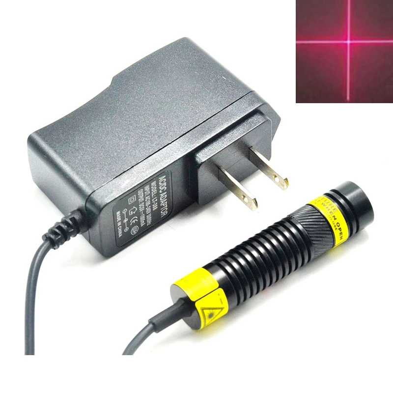 

Cross Postioning Red Laser Lights 650nm 200mw Focusable Laser Module w 5V Power Adapter 16x68mm