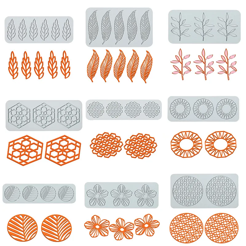 New Leaf Flower Ring Round Fondant Lace Mat Chocolate Mold DIY Baking Decoration Molecular Cuisine Printing Silicone Mold