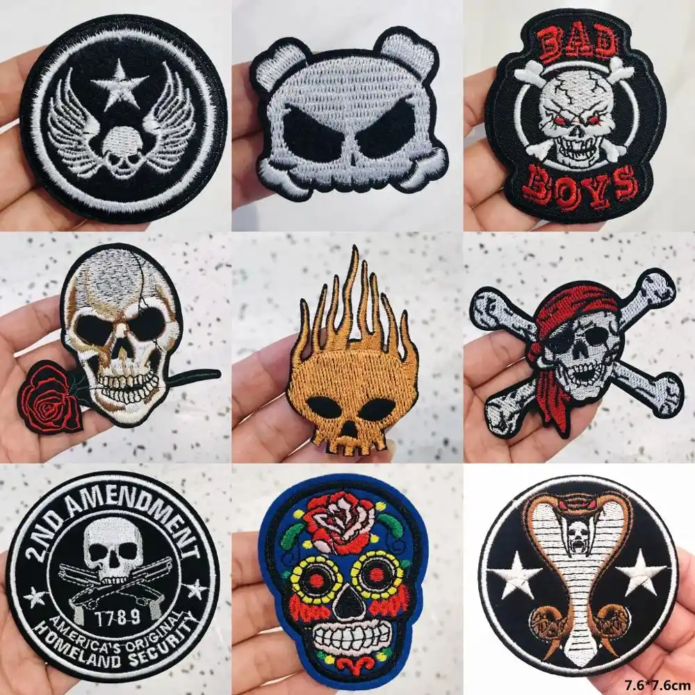 1個スカルファッションストレンジャーものロックメタルバンドパッチ鉄上のためのパッチを刺繍服ストライプdiyバッジステッカー パッチ Aliexpress