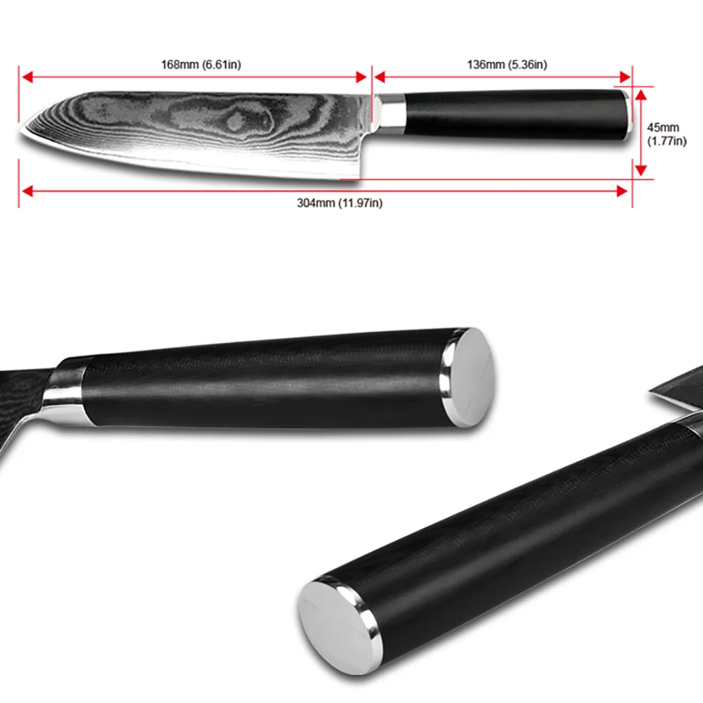 7 дюймов Santoku Ножи, 67-слойная Дамаск Сталь профессиональный шеф-повар Ножи с острое лезвие, эргономичная ручка, инструменты для резки нарезания кожуры