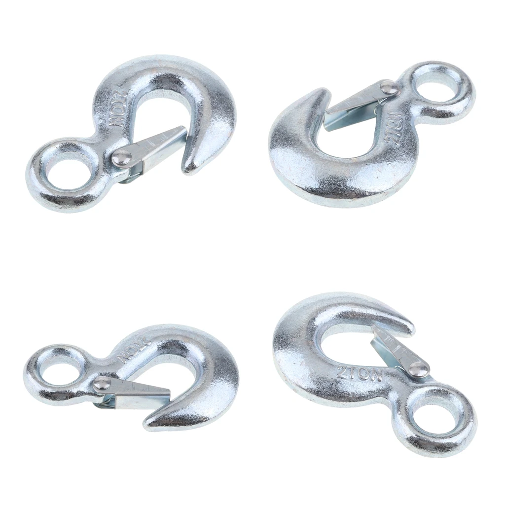 4 x 2 Tons Eye Sling Winch Hook w/ Clevis Safety Latch for Hoist Sling Winch