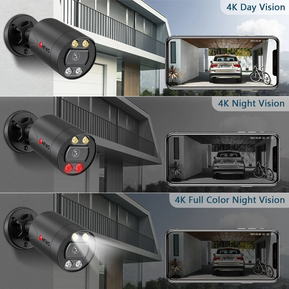 Sistema de cámaras de seguridad POE 4K, conjunto de videovigilancia de 8 MP, kit NVR de 8 canales, grabación de CCTV, IP, al aire libre - Imagen 4