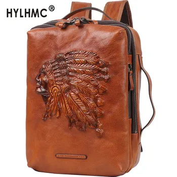 

Backpack Men's Leather 14 Inch Laptop Backpack European and American Men School Bag Travel Backpack Fashion Brand Male Bag 2020