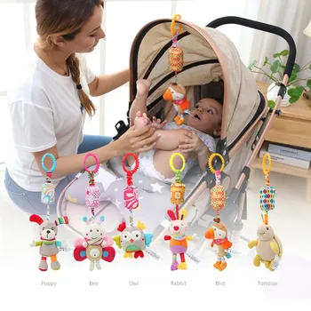 

New1 Baby Lathe Hanging Ring Animal Rattle Crib Hanging Baby Stroller Hanging Toys Teether Stuffed Doll