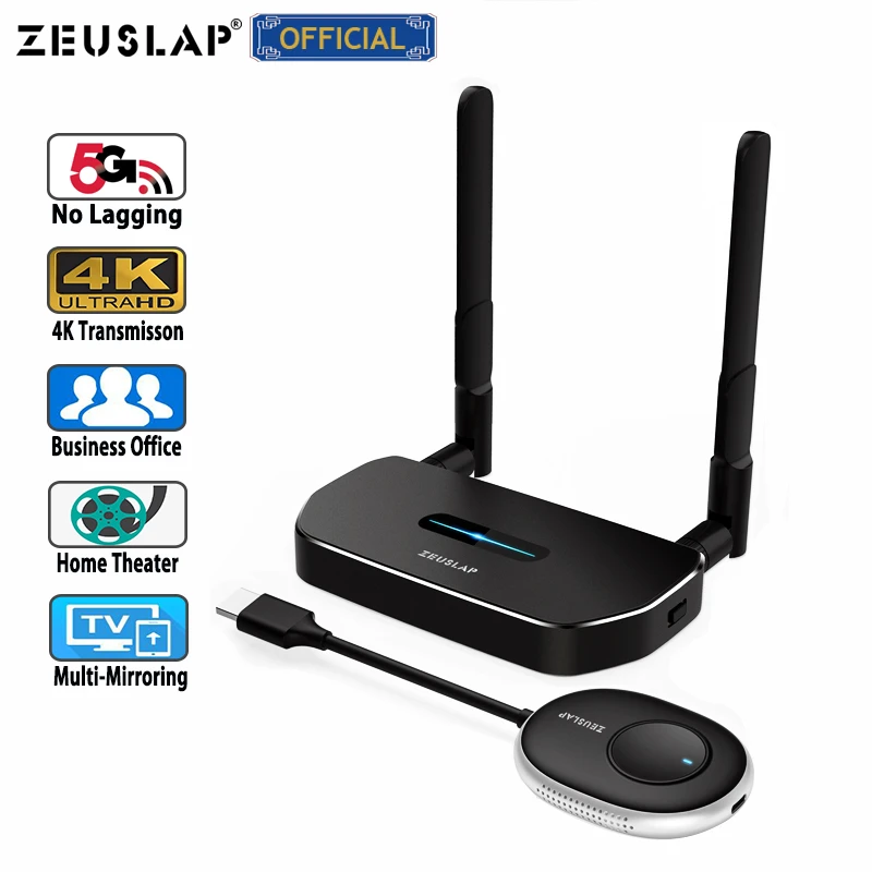 Zeuslap Wireless Video Transmitter | Display Adapter Dongle | Receiver Extender - Tv Stick -