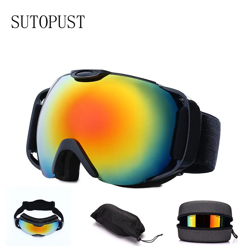 UV400 Protection Skiing Glasses Double-layer Anti-fog Ski Goggles Big Ski Eyewear Snow Ski Snowboard Mask Men Women Winter Sport