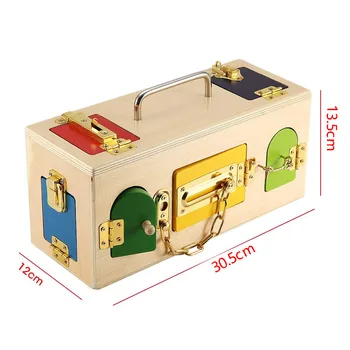 

Colorful Lock Box Wooden Latches Board Children Educational Preschool Training Toys Increase the Interaction Between Parents and