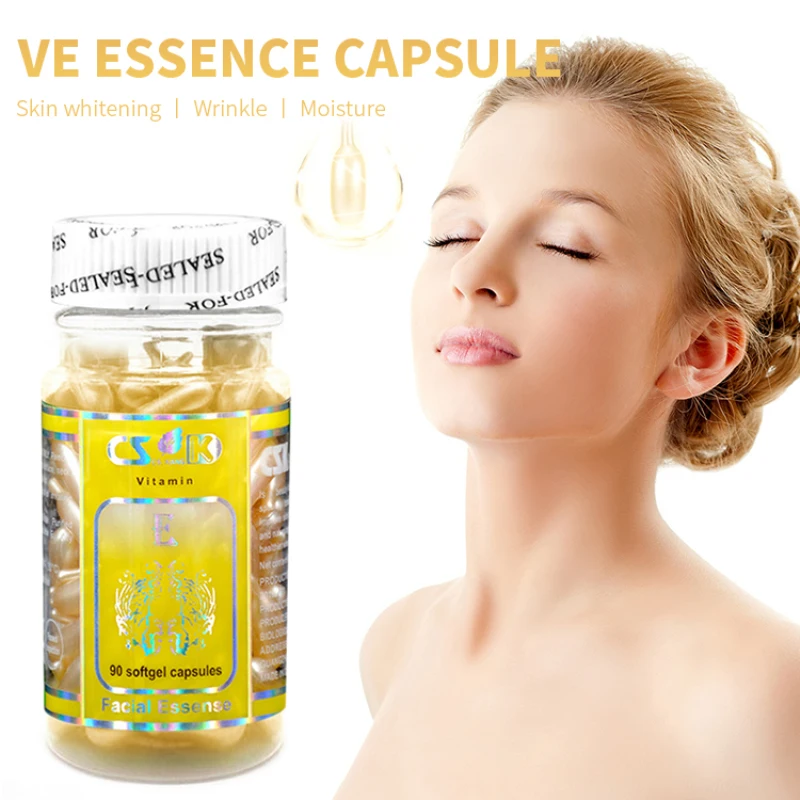 90 unids/caja vitamina E cápsulas lugar acné eliminar nutrición hidratante blanqueamiento de pecas cápsula suero cara crema de belleza esencia
