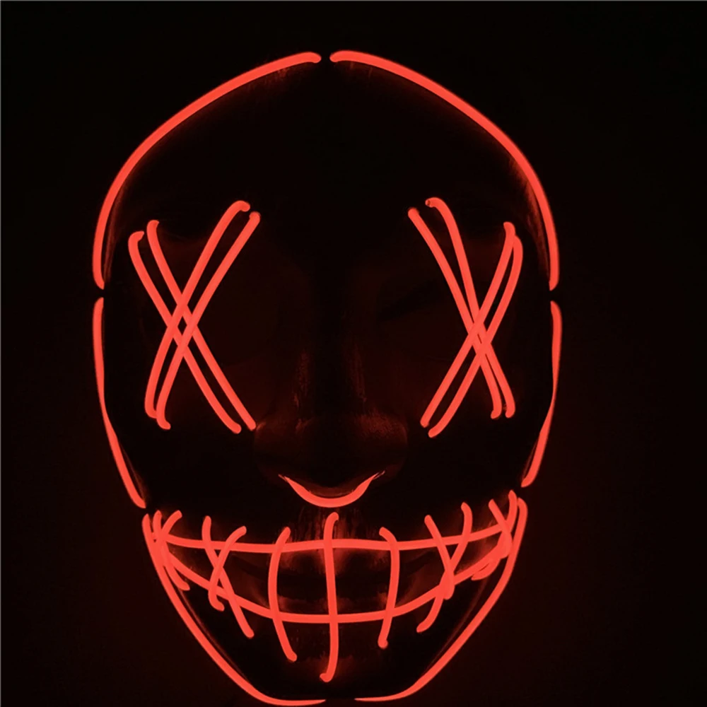 

Halloween LED Mask Glowing Face Flash Masks Different Light Modes with Battery Powered Masquerade Masks for Halloween Bar Party
