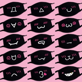 

Cute Korean Pop Anime Mouth Mask Cotton fabric Mask Cartoon Pattern Dustproof Cotton Anti Dust Face Mask Reusable Black Mask
