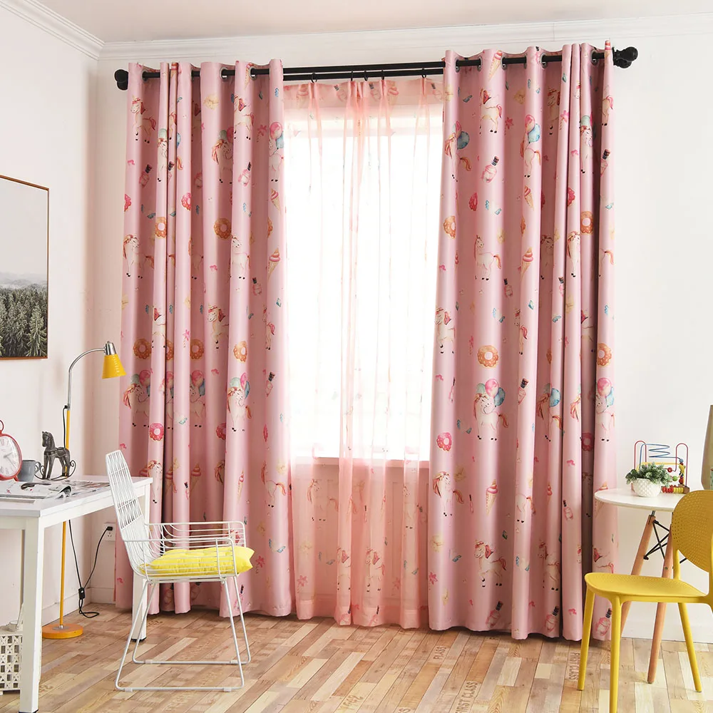 Светонепроницаемые шторы в новом стиле для детской гостиной спальни розового