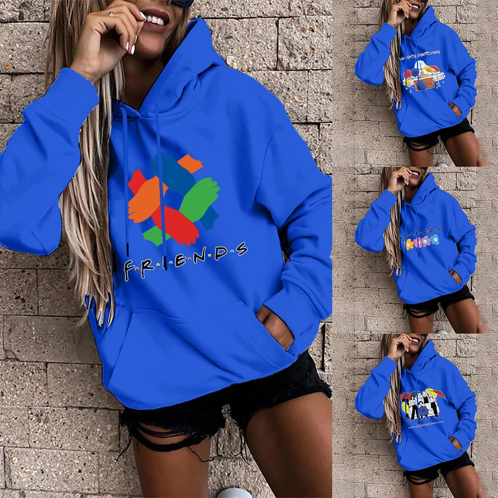 Lazy Style Hoodie Semir Womens Cartoon Print Hooded Sweater Womens Early Autumn Thin Section 2021 New Top Tide Blue
