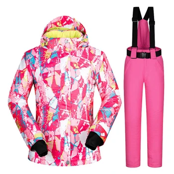 

2019 New Women Snowboarding Suits Warm Snow Pants Winter Ski Sets Jacket Skiing Snowboard Waterproof Windproof Thicken Jackets
