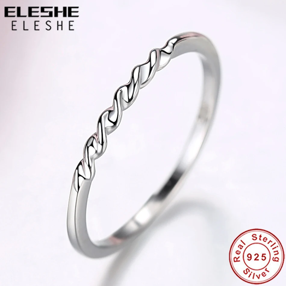 ELESHE, классическое, 925 пробы, серебряное, скрученное кольцо с узлом, для женщин, полированное, штабелируемые, простые кольца, бесконечность, обещание, свадебные украшения
