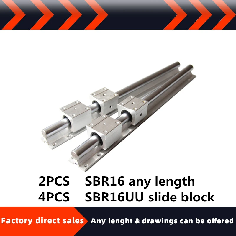 Линейная направляющая SBR 2 шт. SBR16 16 мм любой длины + 4 SBR16UU скользящий блок для ЧПУ|Линейные направляющие| |