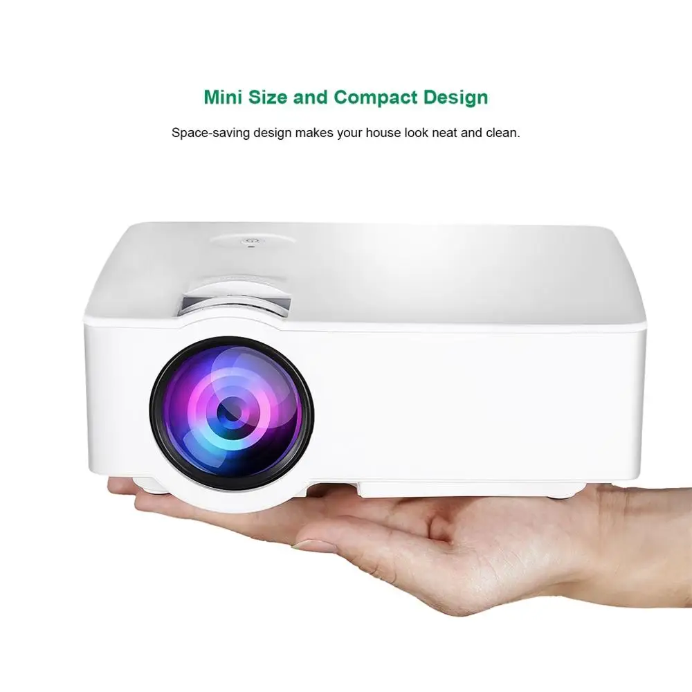 E08S Mini Portable Projector 200 Lumen 800 x 480 Full HD LED Video Home Cinema IR Remote Control Wi