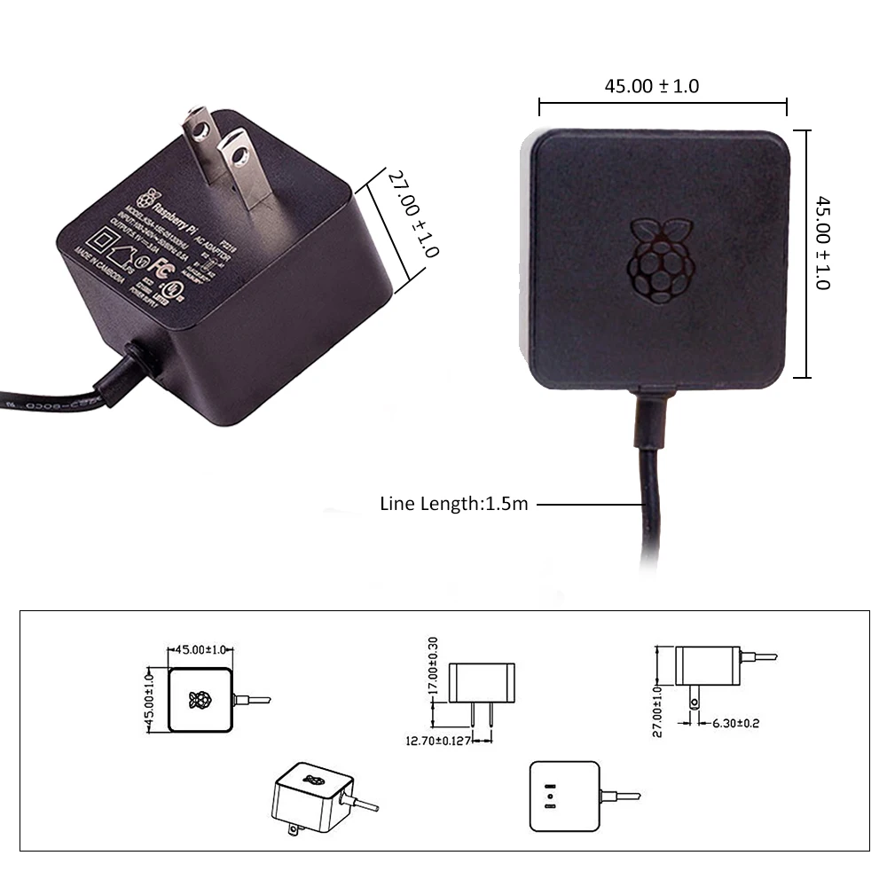 Raspberry Pi 4 Официальный USB C адаптер питания 5 1 В 3A источник США и рекомендуемый для pi