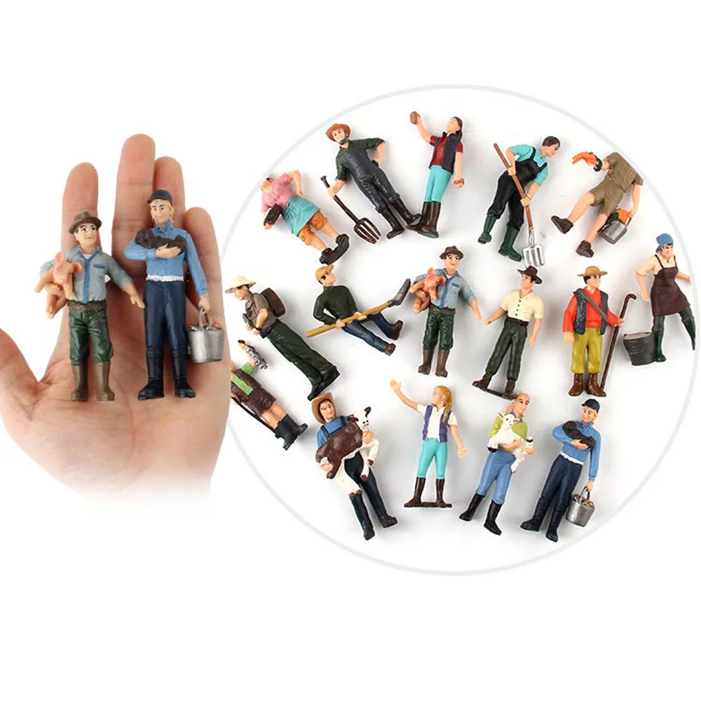 New 1:25 Scale Farm Human Figure Worker Farmer Action Figure PVC People Model Figurine Decor Accessories Toys for Children Gift
