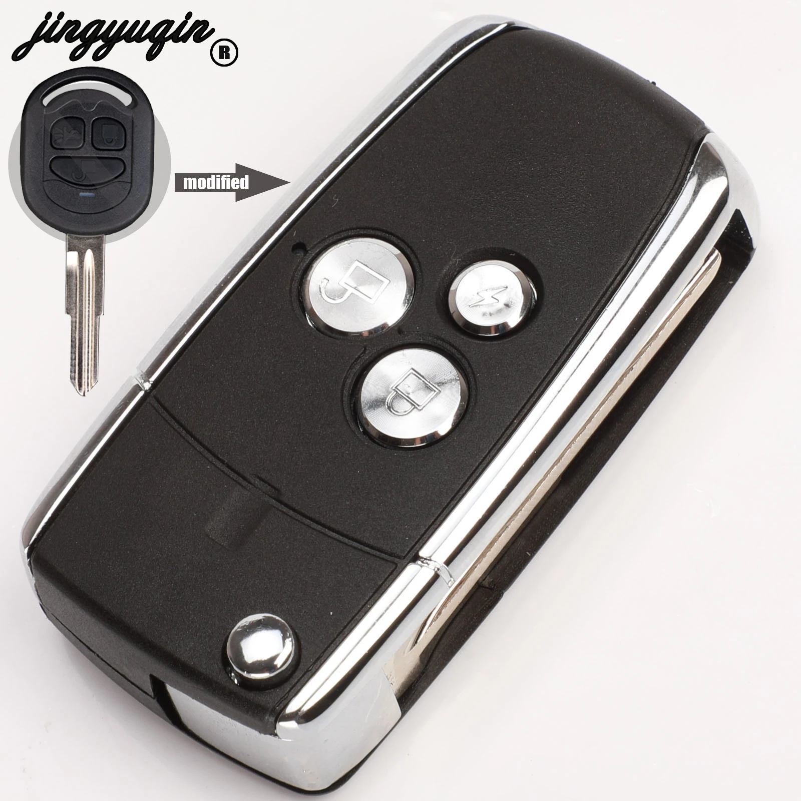 Jingyuqin 4b substituição modificado flip dobrável remoto chave caso escudo para buick excelle hrv fob chave capa