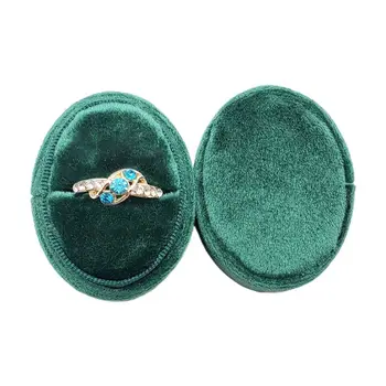 

Velvet Single Ring Box Oval Wedding Ceremony Ring Box with Detachable Lid DXAA