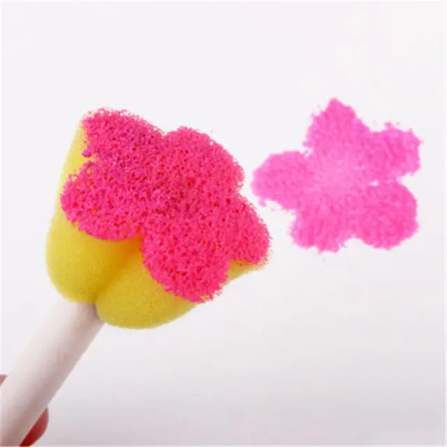 5Pcs Sponge Brushes Drawing Toys Children Art Flower Pattern DIY Painting Tools 4