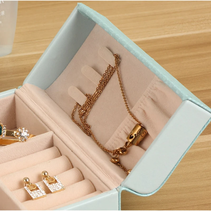 Корейская Милая коробка для ювелирных изделий, органайзер для путешествий, портативный универсальный кожаный браслет-кольцо, серьги, чехол для хранения