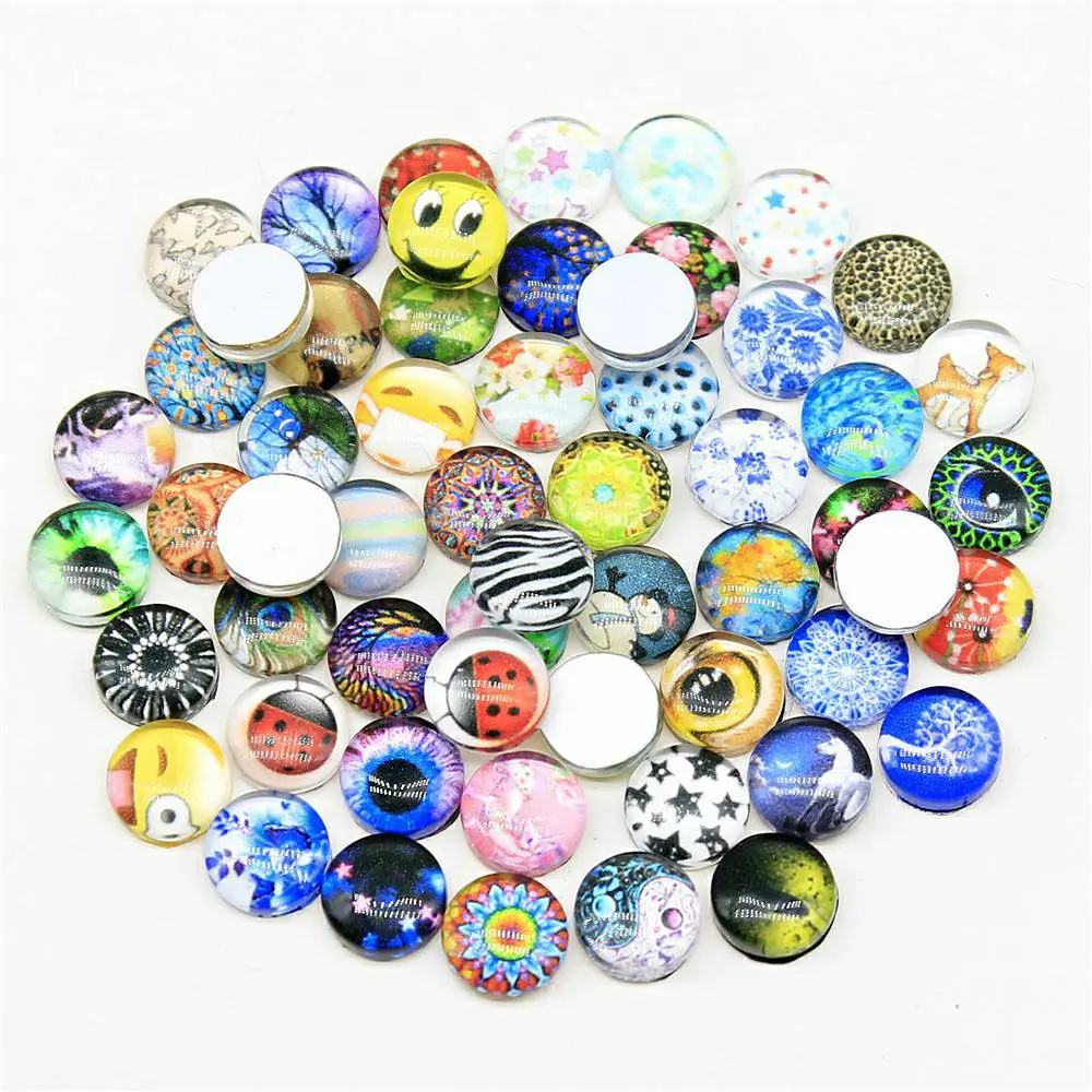 

8mm To 30mm Random Mixed Cabochons For Jewelry Making Round Glass Cabochon Flatback Photo Base 20pcs