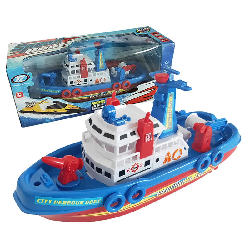 

Boy Kids Ship Model Electric Music Marine Rescue Toy Boat Toddler High Speed Navigation Warship Children Gifts Fireboat