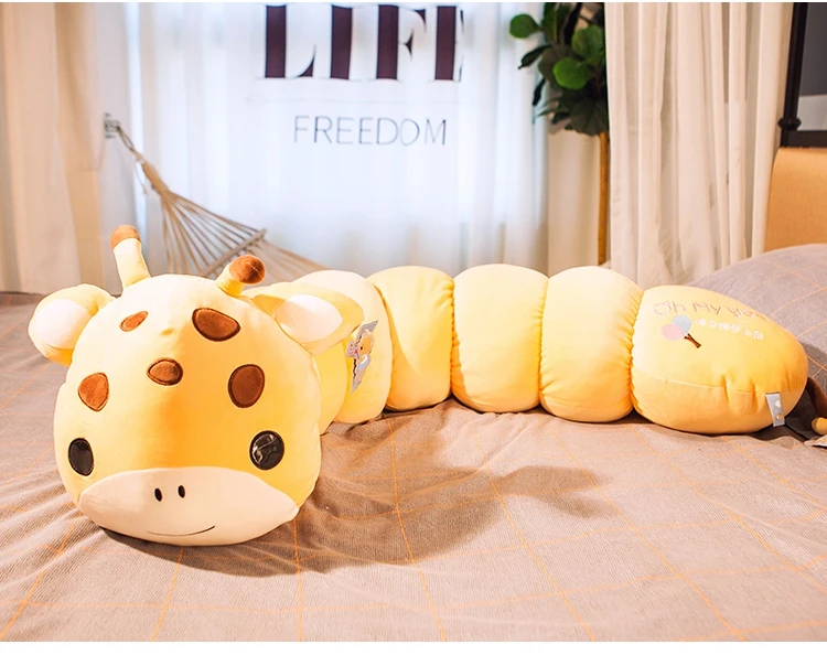 new cute caterpillar plush toy girl holding doll bed sleeping long pillow animal panda deer toy 51inch 130cm (8)