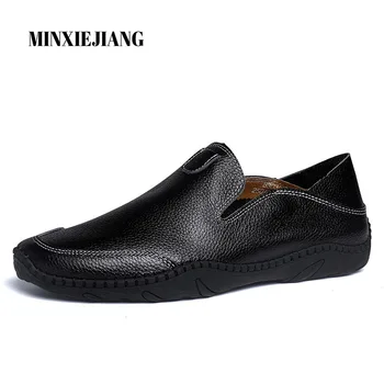 

men's shoes breathable thin peas shoes men's leather Korean version of the tide shoes black soft bottom men's casual shoes
