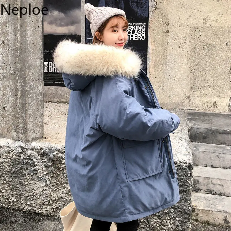 Neploe корейский консервативный стиль средней длины студенческое зимнее пальто Женская мода патч с капюшоном Abrigos Mujer Inverno Толстая куртка 46314