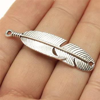 

15pcs 1.8x0.4 Inch (45x11mm) Feather Connector Charms For Jewelry Making Antique Silver Color Jewelry Accessories