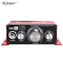 Усилитель стереозвука Kinter MA-170 Hi-Fi Audio 2.0CH DC12V 20W DVD CD вход для мобильного телефона компьютера Красный мини-алюминиевый корпус управления басами