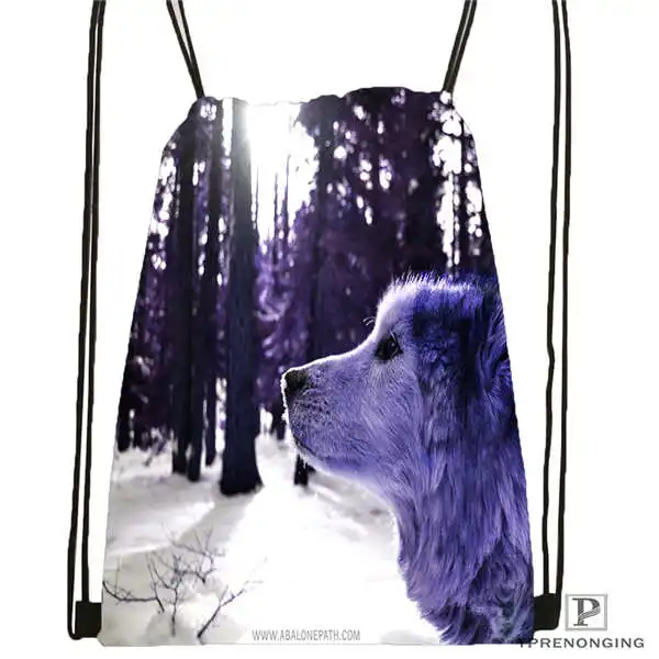 Drawstring Backpack Custom wolf_moon_by_kyghost@ 04-походная сумка на шнурке милый рюкзак для детей(черная спинка) 31x40 см#180611-03-107 - Цвет: Drawstring Backpack