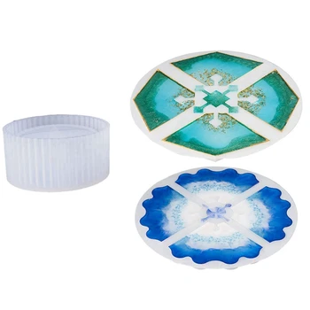 

1 Set Round Stripe Storage Jewelry Box DIY Crystal Epoxy Resin Mold & 1 Set Resin Molds Interlocked Coaster Molds