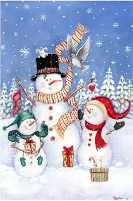 HAEGR_11 Little Snowman Family Needlework For Embroidery DIY 14CT Unprinted Arts Cross stitch kits Set Cross-Stitching | Дом и сад