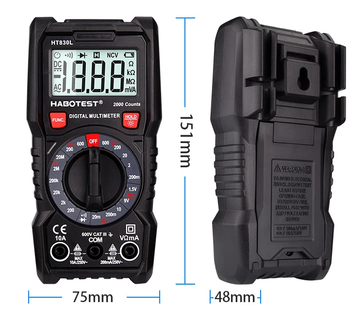 Habotest HT830L Digital Multimeter Multitester Multi Tester Transistor Capacitor Tester Multitester Profesional