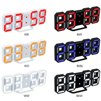 

3D Morden LED Digital Wall Clock Table Desk Alarm Watch Durable Night Light Lamp for Home Office