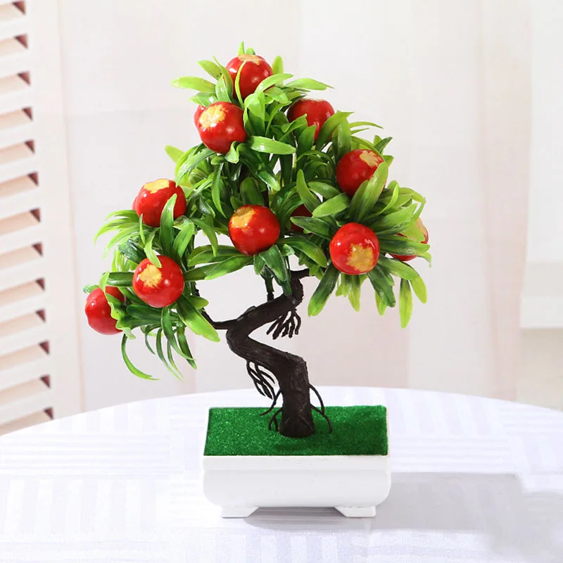 Simulation Fake Potted Bonsai Tree Artificial Fruit Desk Ornament Home Decor Lot