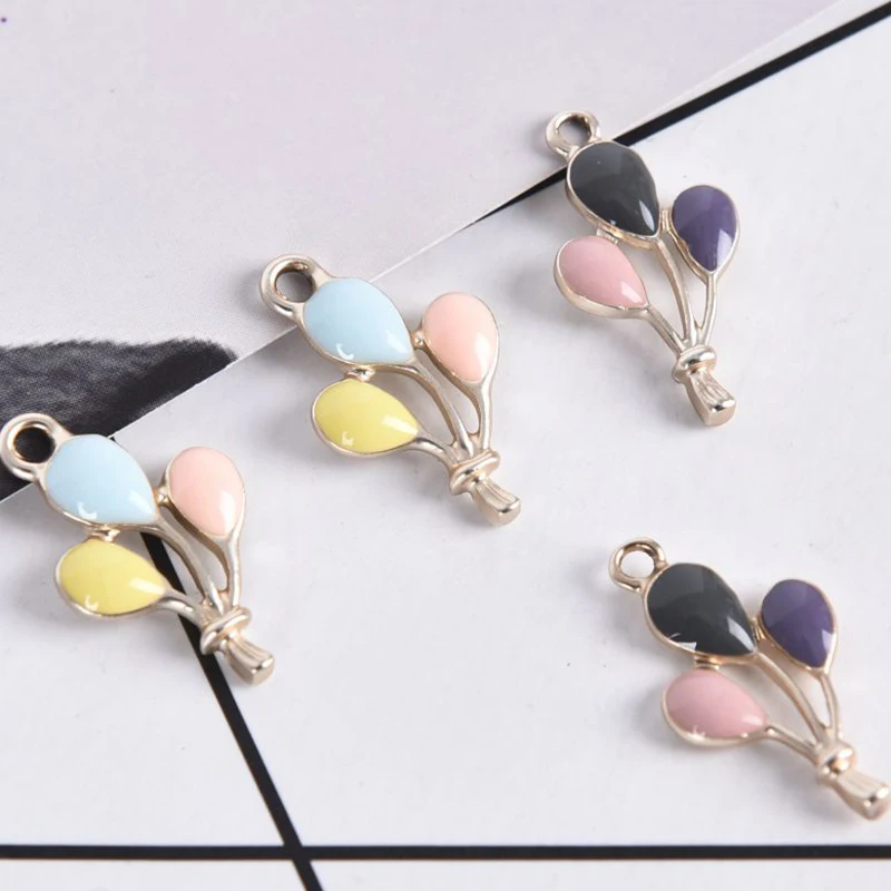 10pcs/lot DIY Jewelry Accessories Gold Tone Hot Three Color Air Balloon Enamel Alloy Charm Pendants for Earring Making | Украшения и