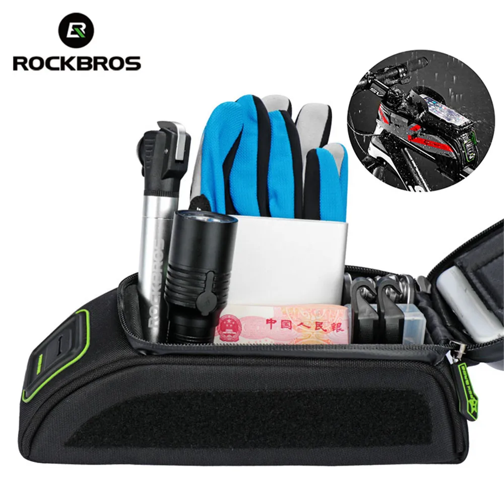 ROCKBROS сумка для шоссейного велосипеда MTB непромокаемая портативная велосипедная сумка с сенсорным экраном 5,8/6,0 чехол для телефона велосипедные аксессуары с крышкой