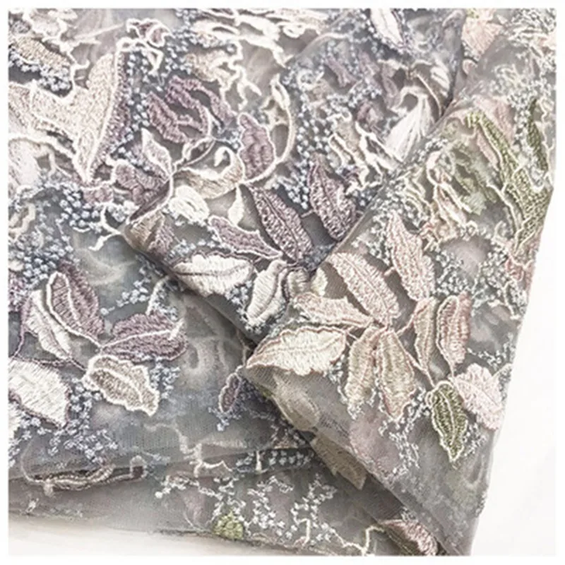 

New women's dress mesh fabric embroidered fabric full color polyester embroidery lace fabric handmade accessories