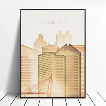 

Wichita Kansas Skyline Canvas Painting Wall Art Pictures Prints Home Decor Wall Poster Decoration for living Room