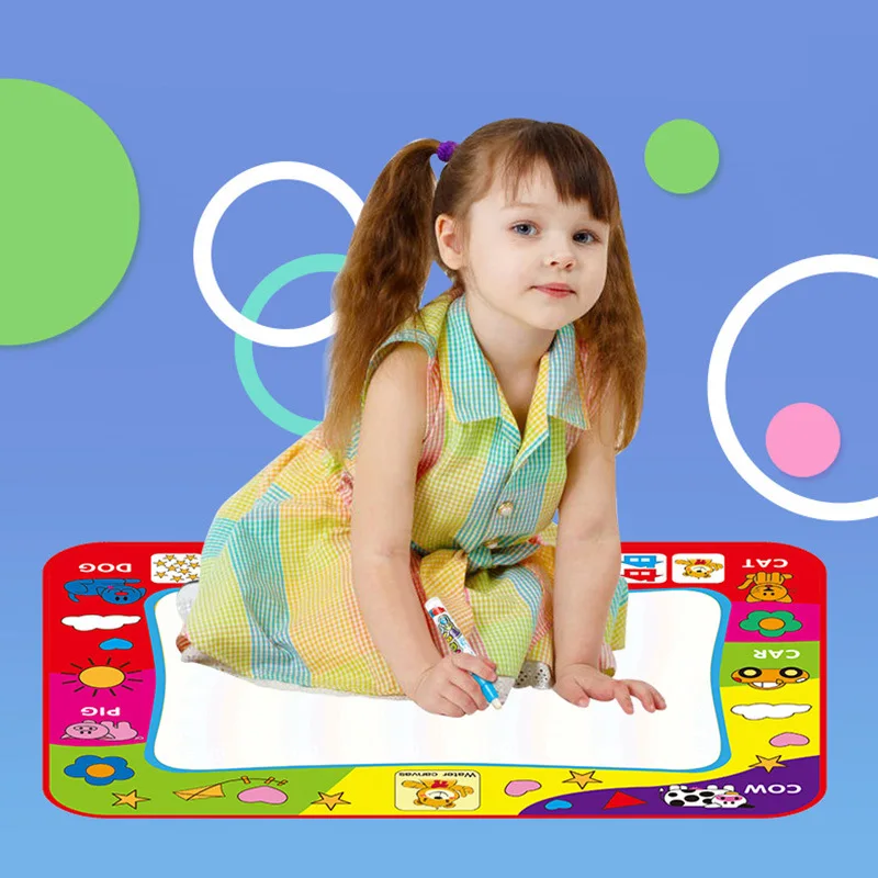 Upgraded Large Size Rainbow-colored Magic Water Canvas Children'S Educational Painting Graffiti Blanket 80*60 with 2 Pen