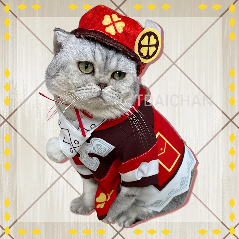

Anime Genshin Impact Klee Little Cat Loli Clothes Coat Scarf Hat Uniform Set Cosplay Costume Photography Props Dog Pet Supplies